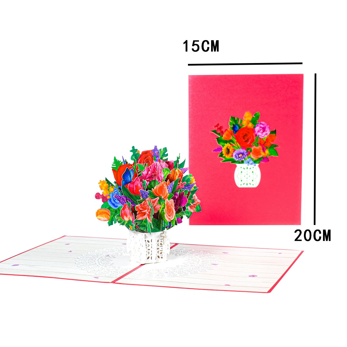 Pop-Up Flower Card Flora 3D Greeting Card for Birthday Mothers Father's Day Graduation Wedding Anniversary Get Well Sympathy