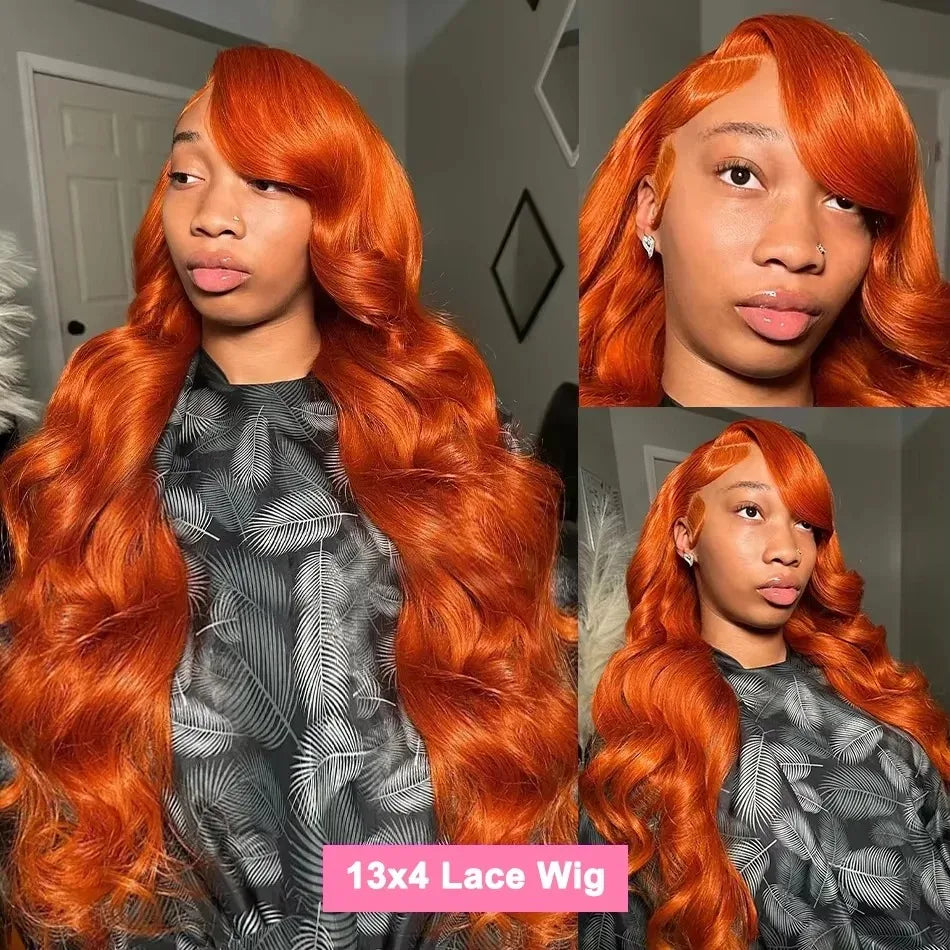 30 36 Inch Body Wave Ginger Orange 13x6 HD Lace Front Wigs 220 Density Colored Preplucked Wig 13x4 Lace Frontal Wigs For Women