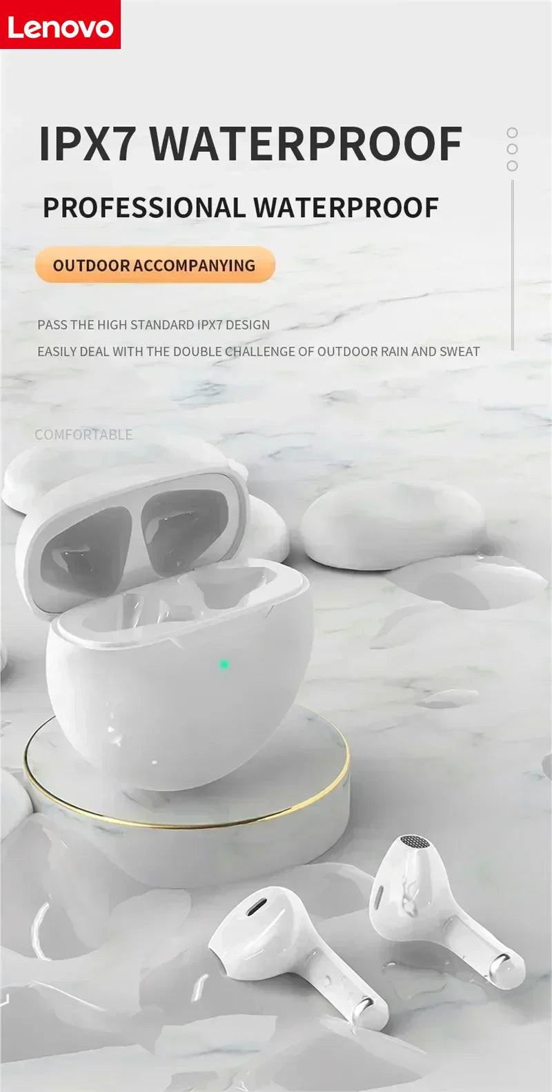 Lenovo Wireless Earphones J18 In Ear TWS Bluetooth Ture Sport Headphones HiFI Stereo Game Waterproof Headset With Microphone