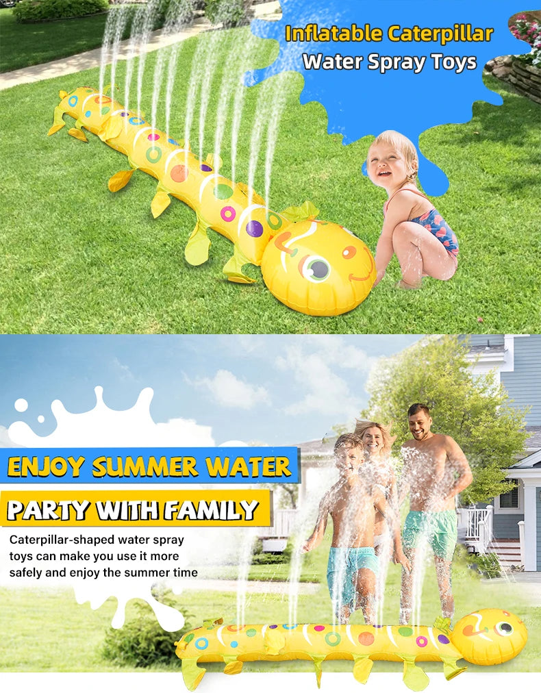 Caterpillar Sprinkler Pad Splash Play Mat for Kids Toddlers Summer Outdoor Backyard Lawn Water Toys Inflatable Spray Pad