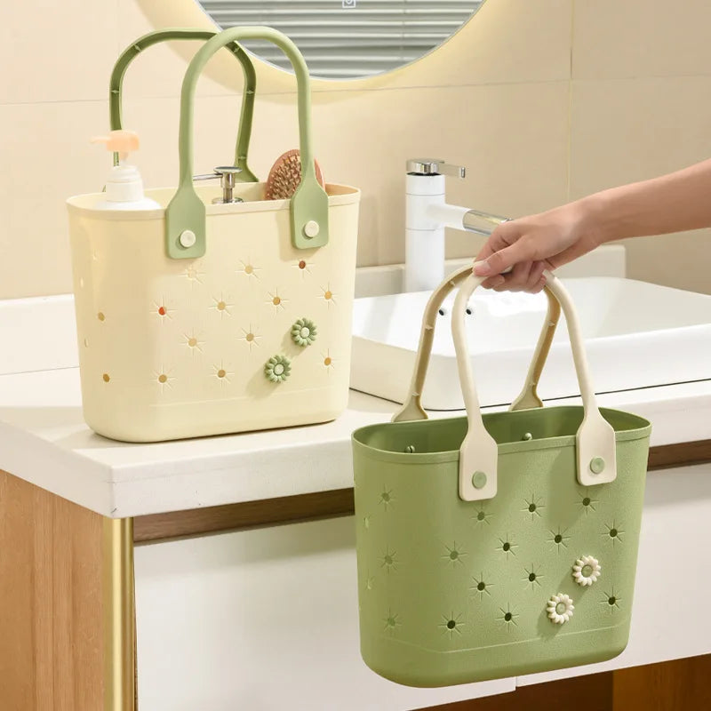 Bathroom storage basket, toiletries bath basket, shower basket, bathroom hollow out hand-held shower basket
