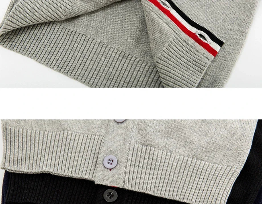 Kids Striped Knit Cardigan – Soft Cotton V-Neck Sweater for Boys & Girls, Warm Autumn Winter Knitwear