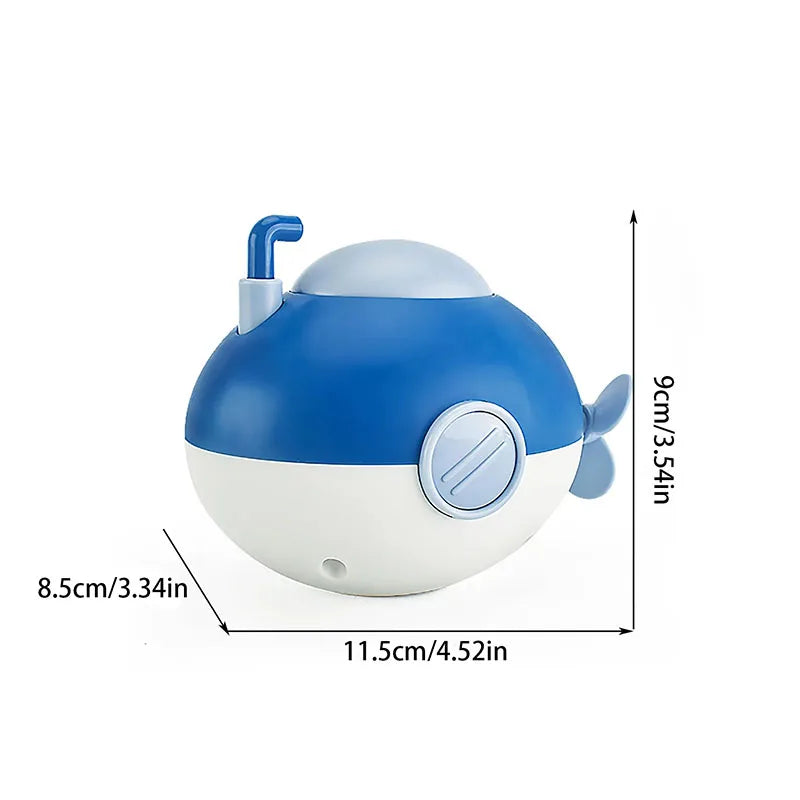 Baby takes a bath and plays in the water, Submarine, winding up animal chain, playing in the bathroom, children's toys