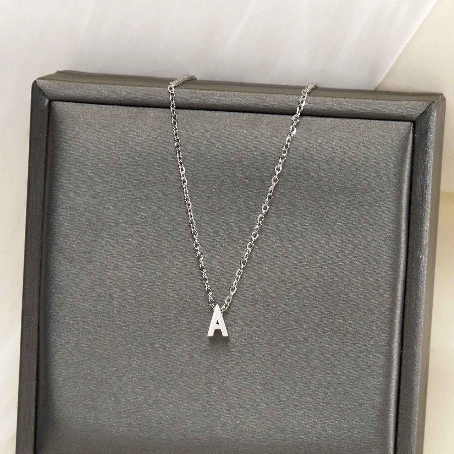 Silver Color Tiny A-Z Initial Letter Necklace for Women Stainless Steel 26 Alphabet Name Pendant Necklaces Jewelry Birthday Gift