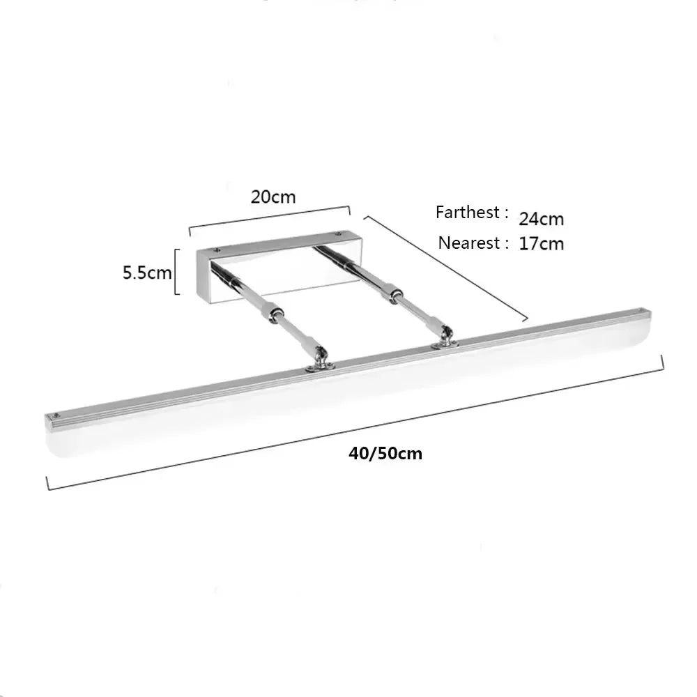 Retractable Bathroom Mirror Front Wall Light Dressing Table Clothing Shop Decor Waterproof Anti-fog LED Sconce Lamp