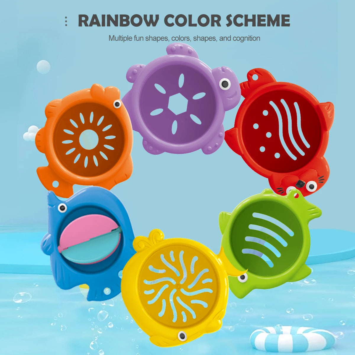 Baby Bath Toys, Stacking Cup Toddler Toy Random Colors Ocean Stacking Tower Bathtub Water Beach Play Bathroom Game Gifts
