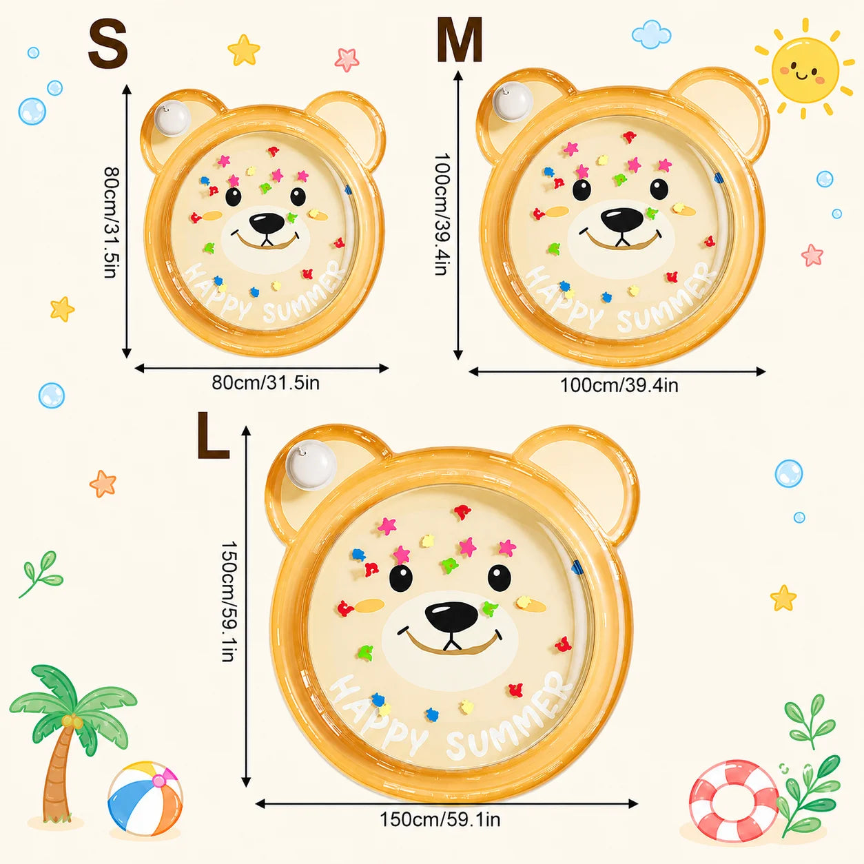 1PC Tummy Time Water Mat, Inflatable Sensory Play Pad, Water Filled Pat Mat Infant Floor Activity Toy for Toddlers