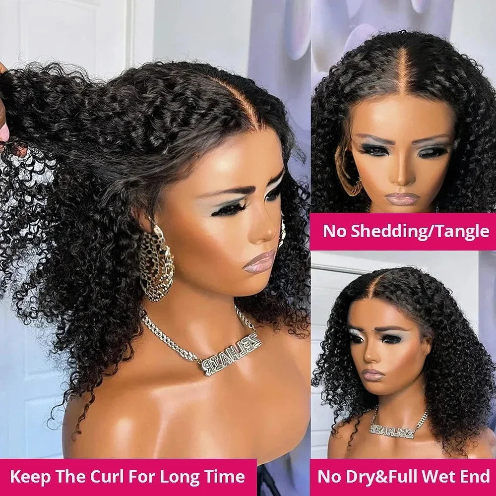 Wear And Go 13x4 Deep Wave Bob Wig For Women Curly Glueless Ready To Go Human Hair Wigs Pre Cut No Lace 200% For Black Woman