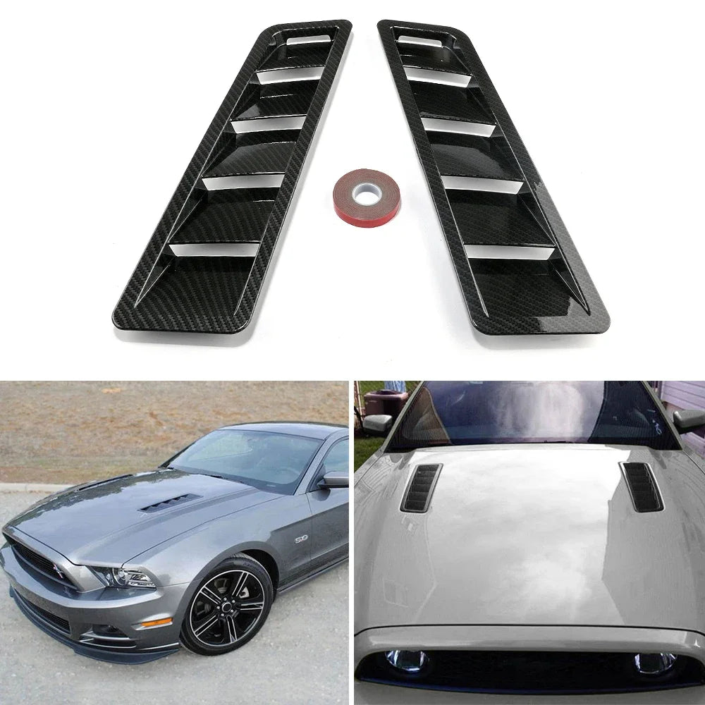 2Pcs Universal Car Hood Scoop Styling Air Vent Trim Louver Air Flow Intake Decor Hood Vents Scoop Bonnet Louvers Spoiler Trim SL