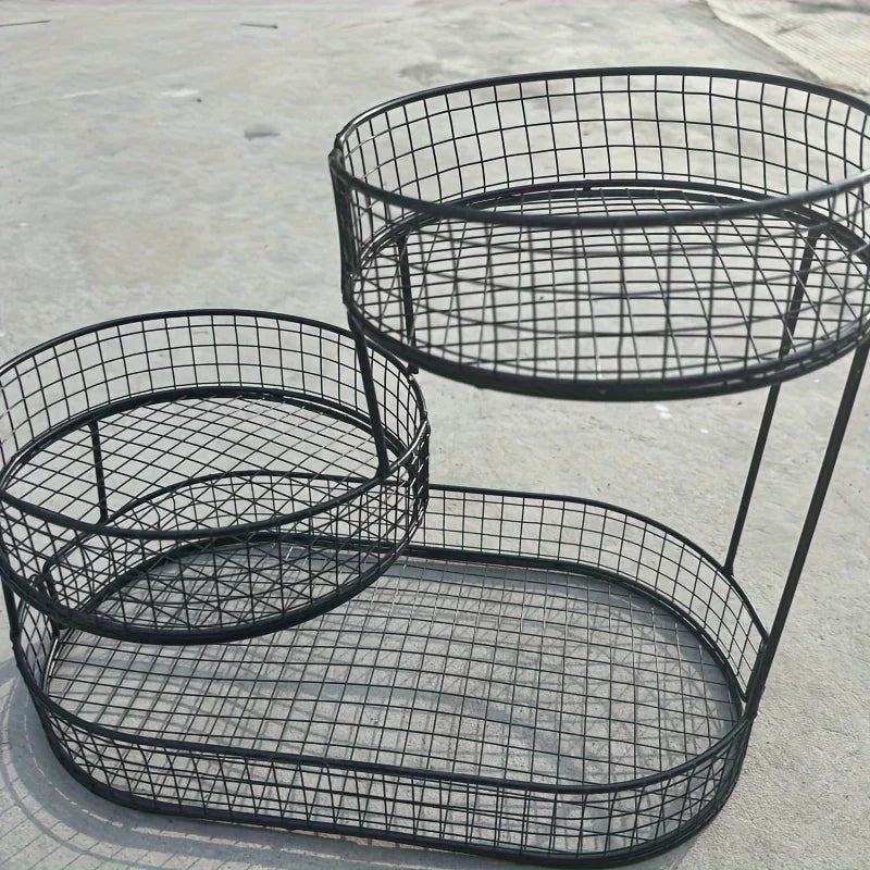 Stainless steel multi-layer fruit basket, round metal storage box, elegant display rack for living room, kitchen, dining table