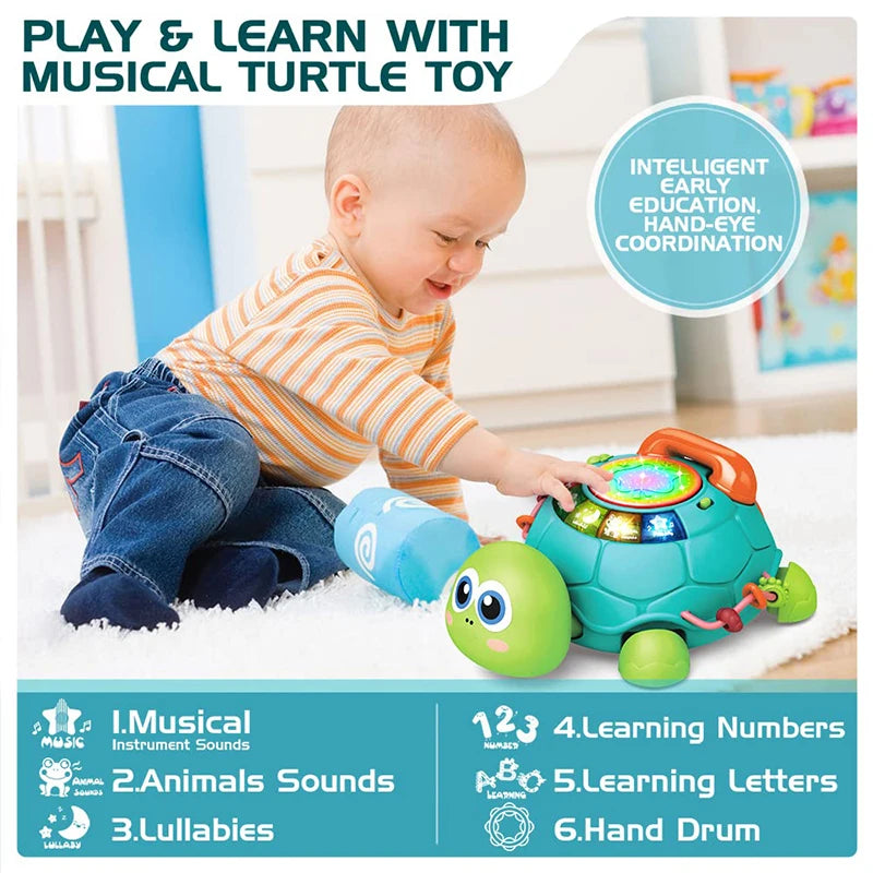 Baby Toys 6-18 Months Music Turtle Crawling Light Sound Music Toy Girl Boy Early Learning Educational Toys Infant Toddler Gifts