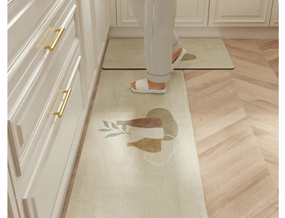 Carpet for Kitchen Waterproof Floor Mat Beige Carpets Pvc Leather Non-slip Oil-proof Long Foot Mats Home Decoration Rug Balcony