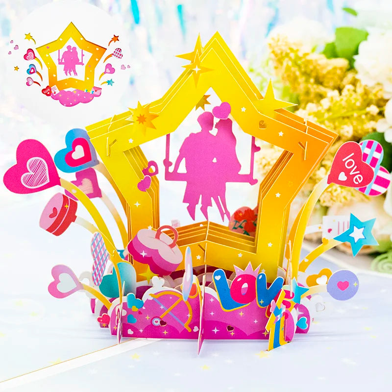 3D Pop UP Love Card for Wife and Girlfriend Gift for Valentines Day Anniversary Wedding Invitation Greeting Thank You Cards