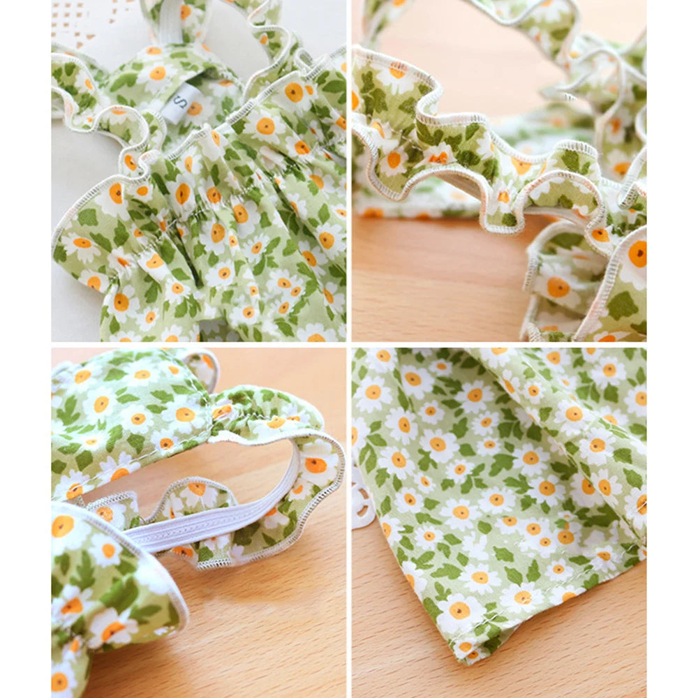 Summer Green Sphynx Cat Suspender Skirt Love Flower Pet Princess Dresses for Cats Gotas Katten Kedi Dog Dress mascotas Clothes