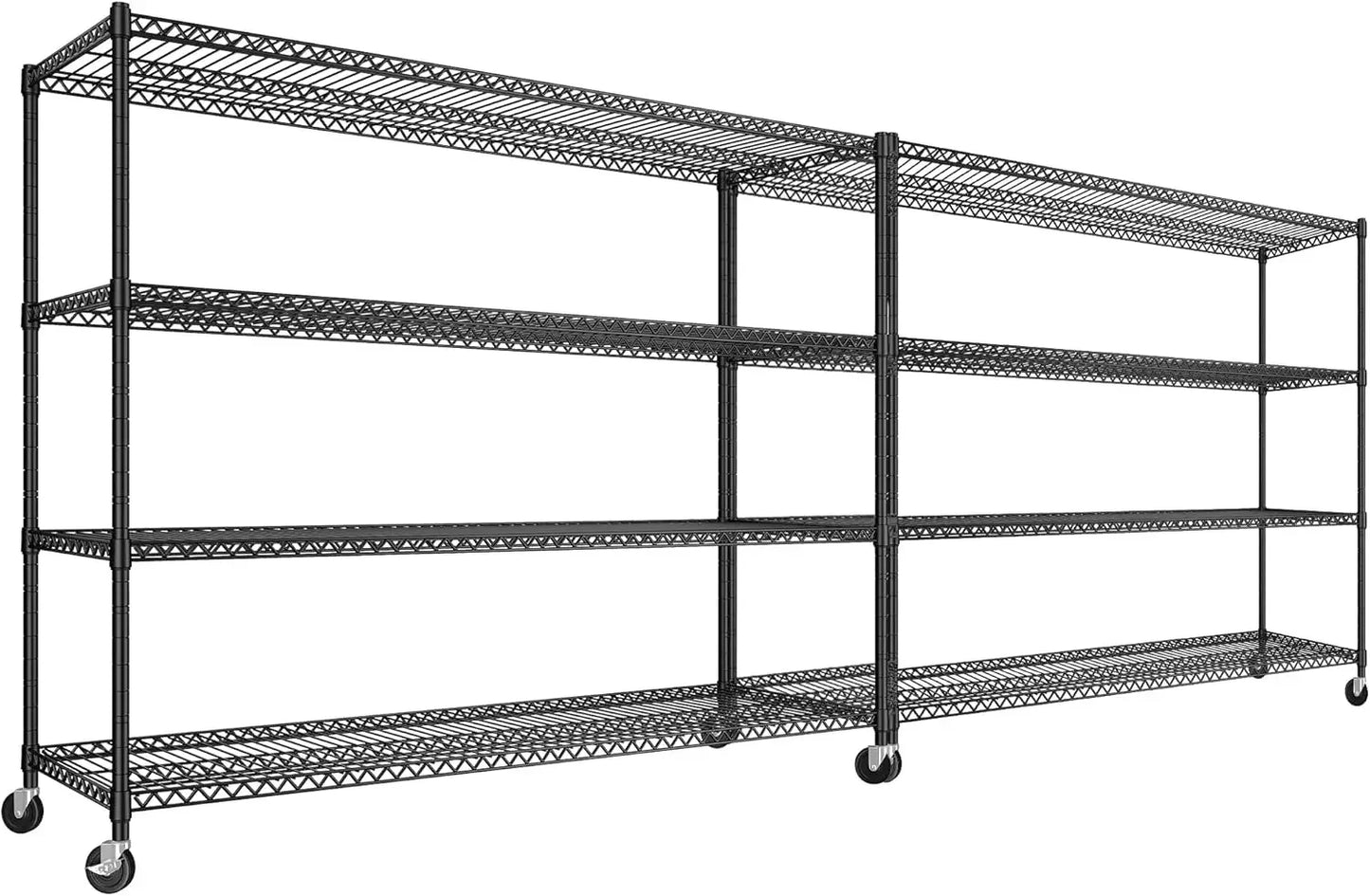 Wire Shelving Unit with Wheels, 4 Tier Adjustable Storage Shelves for Kitchen, Pantry, Office, Garage, Warehouse,