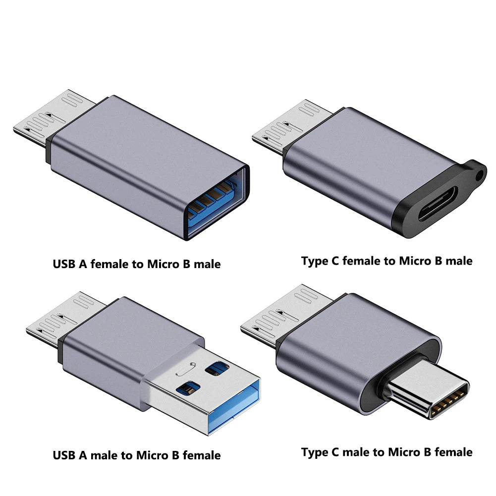 USB TYPE-C To Micro B HDD Adapter USB3.1 Gen2 10Gbps 7.5W Micro B to USB C 3.1 Adapter for Hard Drive Cable External SSD HDD