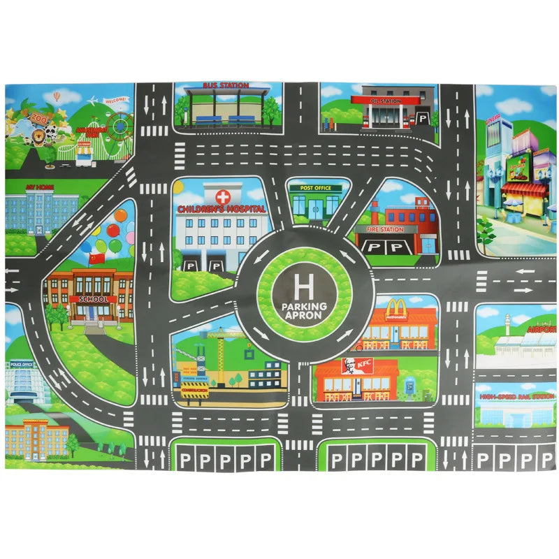 Waterproof Baby Play Road Mat City Traffic Map Montessori Educational Toys for Kids Crawling Playmat Portable Plastic Carpet