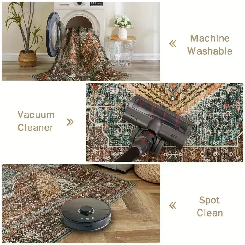Pink Flower Print Bedroom Carpet