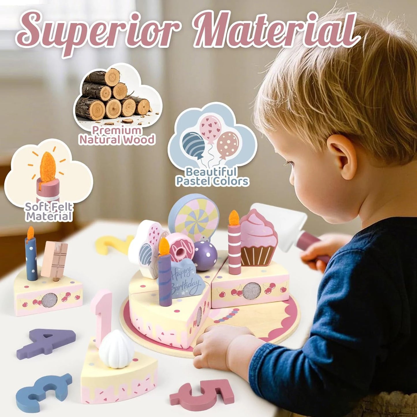 Wooden Kitchen Toys Pretend Toys Cutting Cake Play Set Food Kids Toys Montessori Tea Party Learning Educational Toys For Gifts