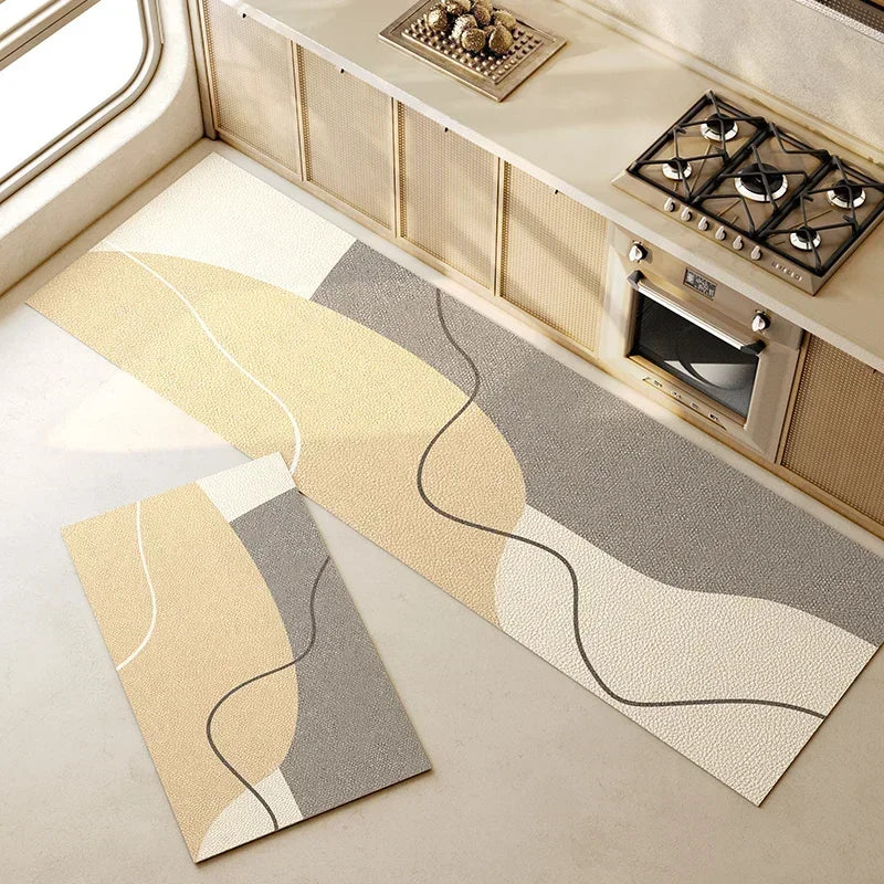 Carpet for Kitchen Floor Mat Pvc Waterproof Oil-proof Leather Rug Anti-slip Foot Mats Home Decoration