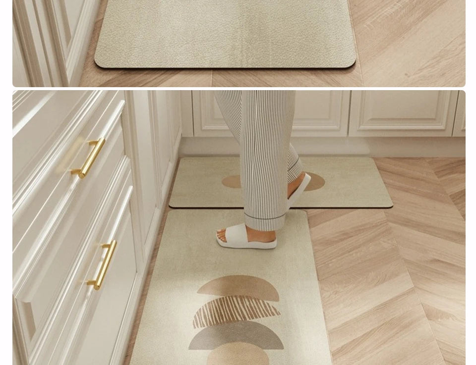 Carpet for Kitchen Waterproof Floor Mat Beige Carpets Pvc Leather Non-slip Oil-proof Long Foot Mats Home Decoration Rug Balcony