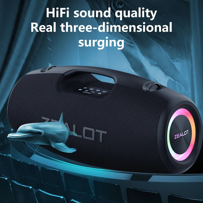 Zealot S78 100W Wireless Speakers, DSP Technology ,Dream Light, Outdoor Portable Subwoofer Speaker ,  Dual Pairing,24000mAh.