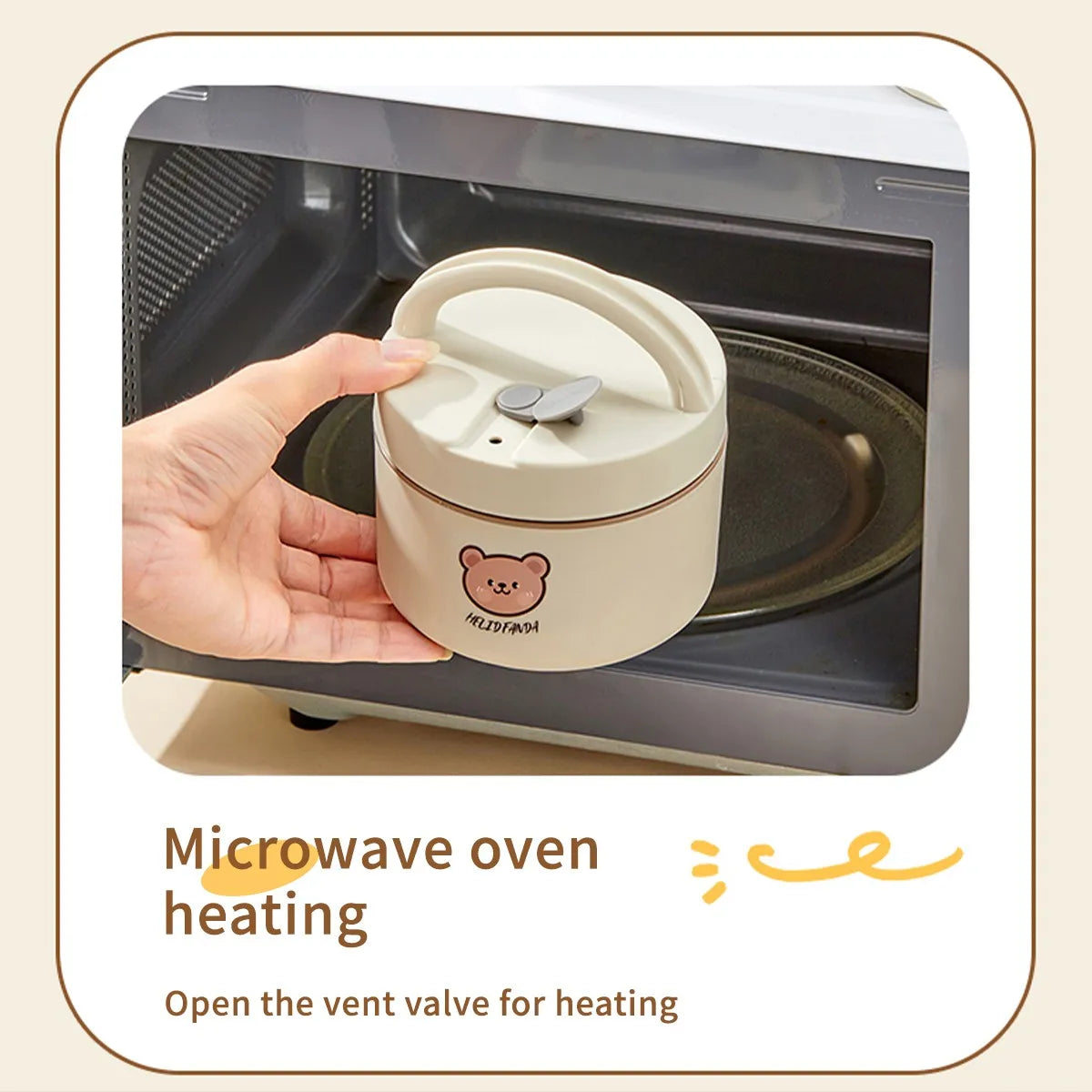 316 Stainless Steel Thermal Insulated Bento Lunch Box Leak Proof Little Bear Food Container With Handle For Kids Microwave Safe