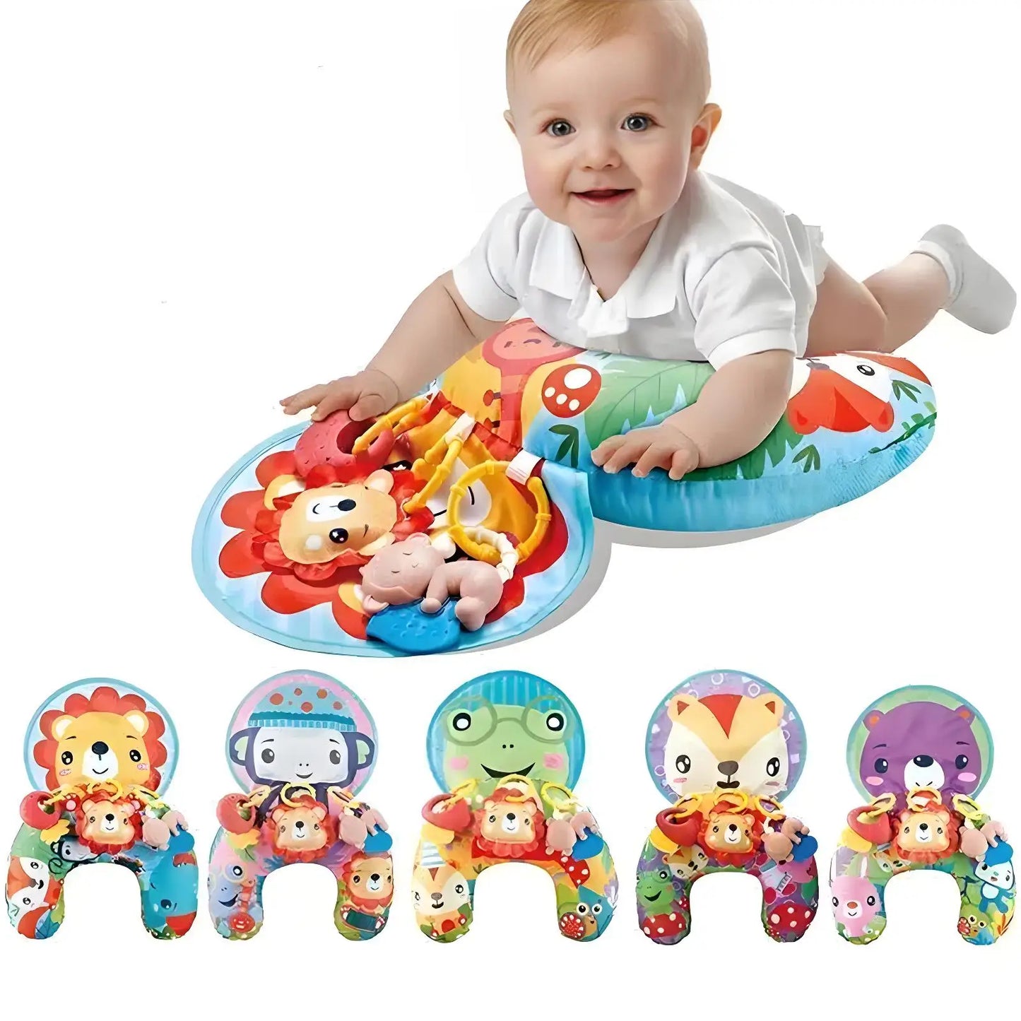 Montessori High Contrast Sensory Toys Baby Pillow Tummy Time Toy Newborn Head-up Training Pillow Teether Rattles 0 -6- 12 Months
