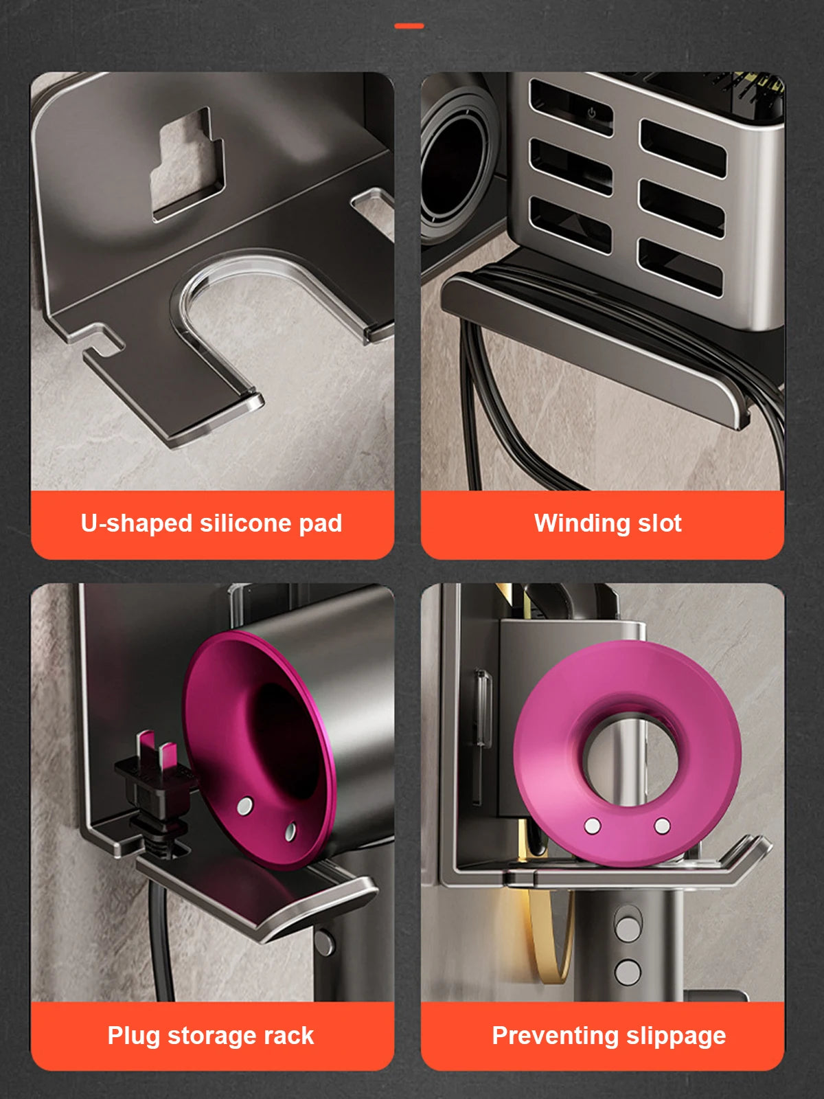 Hair Dryer Holder Wall Dryer Cradle Straightener Stand Hairdryer Organiser Box Toilet Blower Holder Shelf Bathroom Accessories