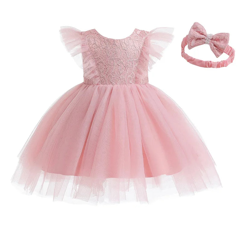 Hetiso Baby Girls Dress Long Sleeve Kids First Birthday Ball Gown Infant Dresses for Baptism Bridesmaid party 3-24 month