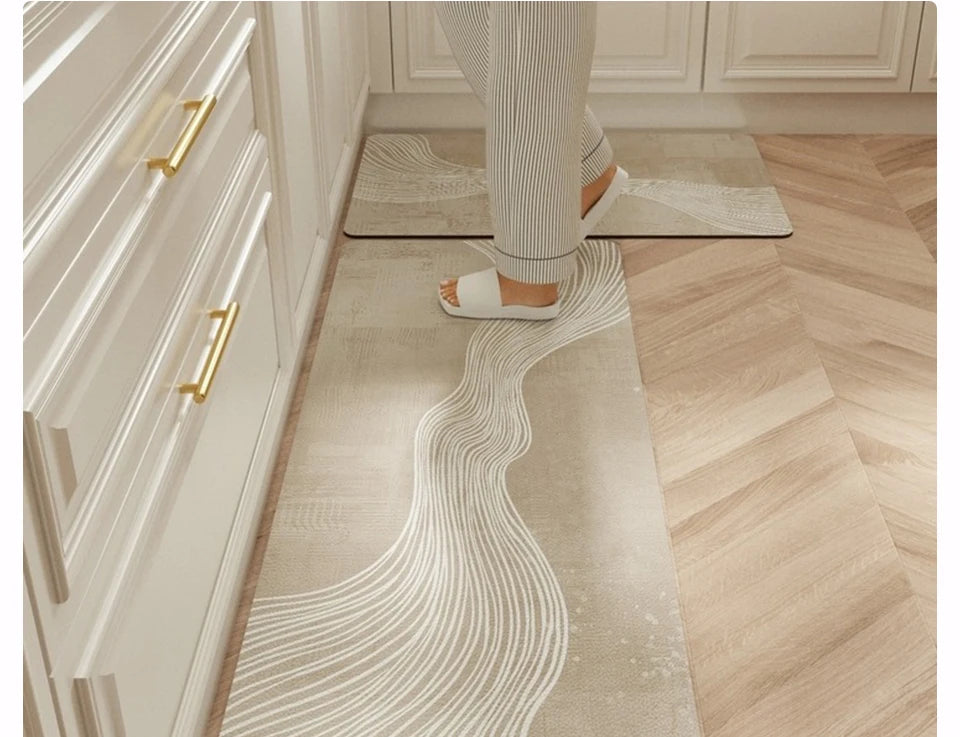 Carpet for Kitchen Waterproof Floor Mat Beige Carpets Pvc Leather Non-slip Oil-proof Long Foot Mats Home Decoration Rug Balcony
