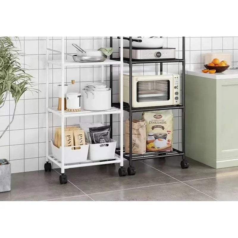 Kitchen Storage Rack Multilayer No Drill Rolling Shelf for Pots Microwave Oven Vegetables Organiser