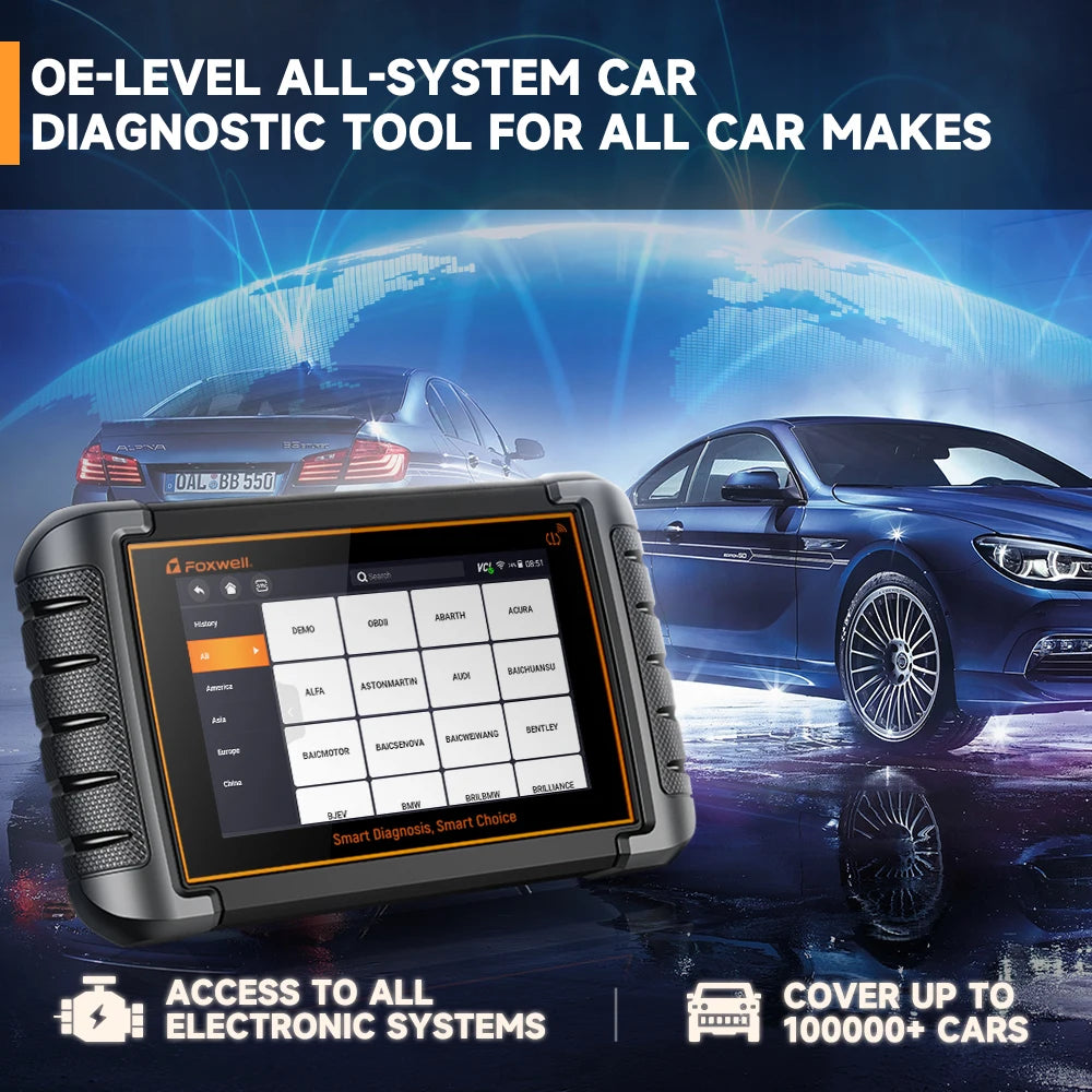 Foxwell NT809TS Bidirectional Car OBD2 Scanner Diagnostic Tool TPMS programming OBD2 Bluetooth Scanner All System Active Test