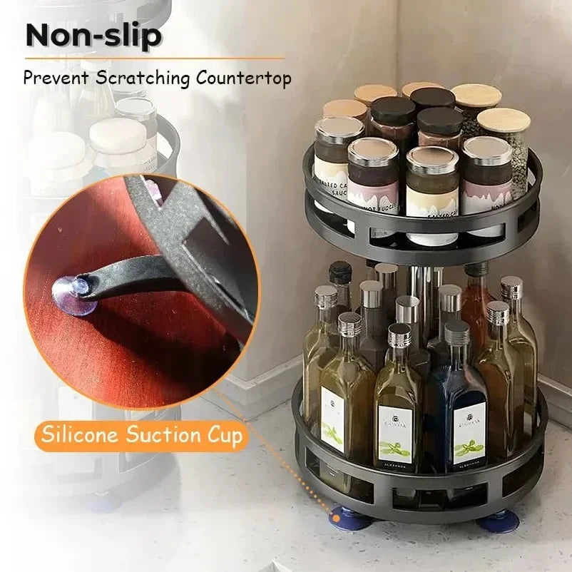 Rotatable Kitchen Storage Rack kitchen Accessories Spice Storage Rack Clean Storage 360 Degrees Rotatable Organiser Turntable