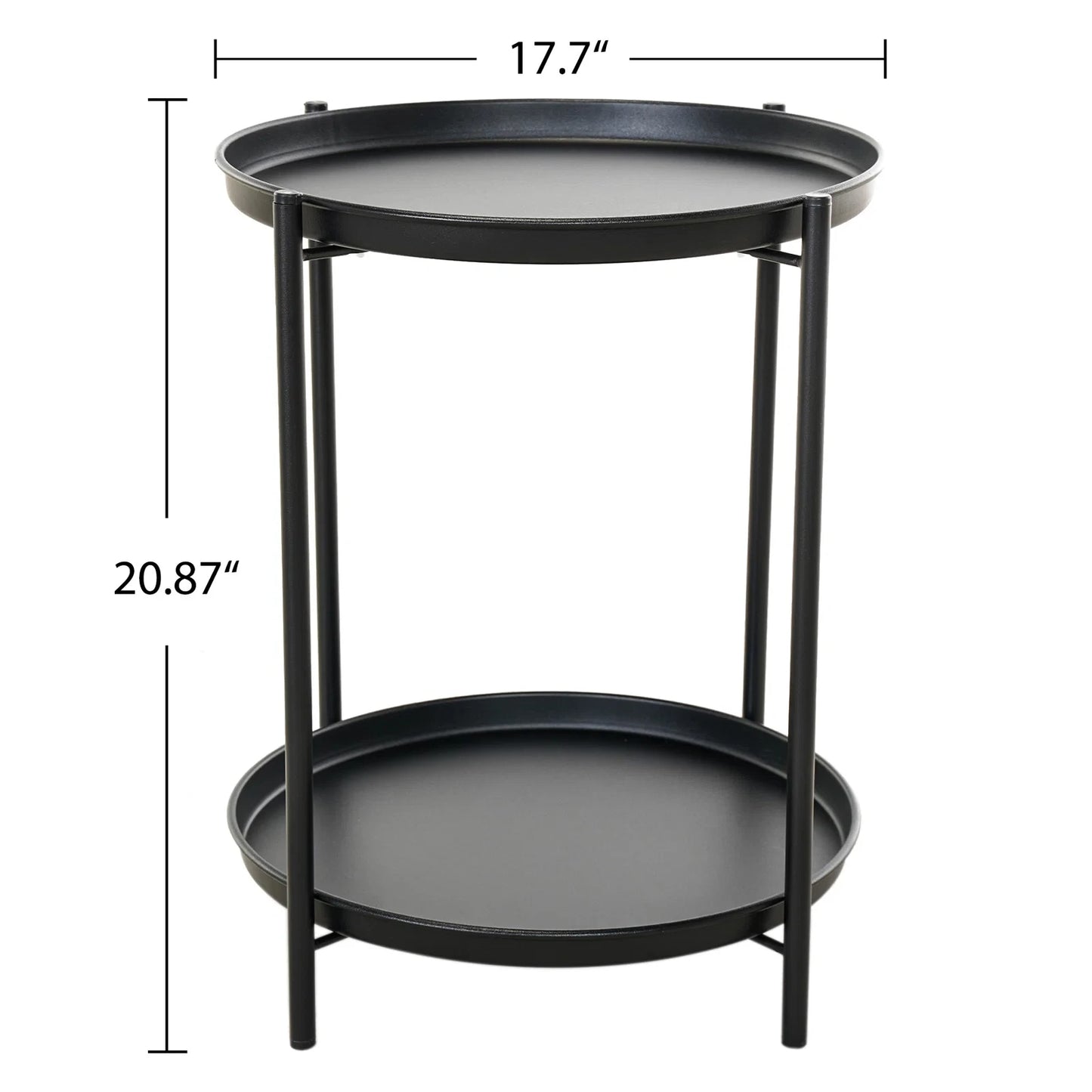 2-Tier Round Metal End Table, Modern Accent Table with Removable Tray Perfect For Home Garden Decor, Deck Party And Festival