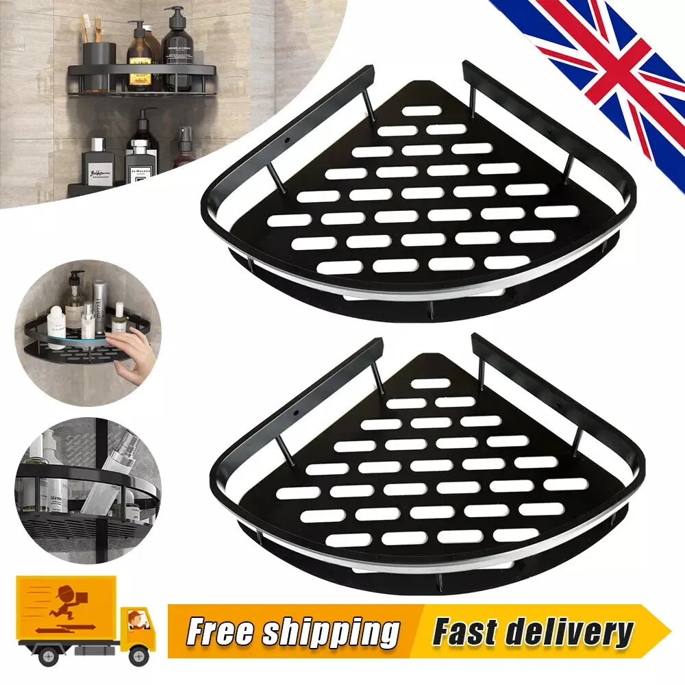 Bathroom Corner Shower Caddy Shelf Storage Rack 2 Tier Wall Tray Organiser HOT.