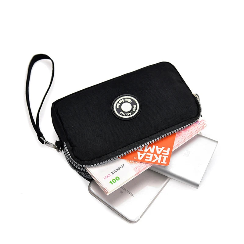 Mini Triple-Zipper Bag – Portable Women’s Wallet, Phone Pouch, Makeup Bag, Coin Purse with Large Capacity