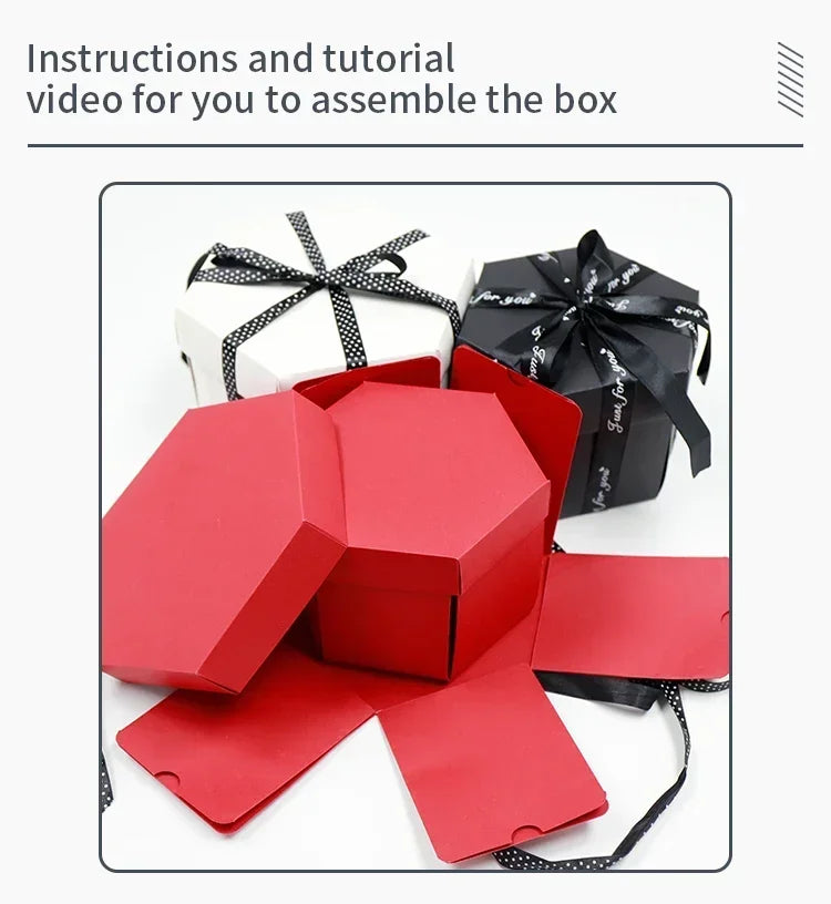 DIY Hexagonal Photo Album Box Scrapbook Lovely Surprise Explosion Couple Box Love Memory Anniversary Valentine's Day Love Gift