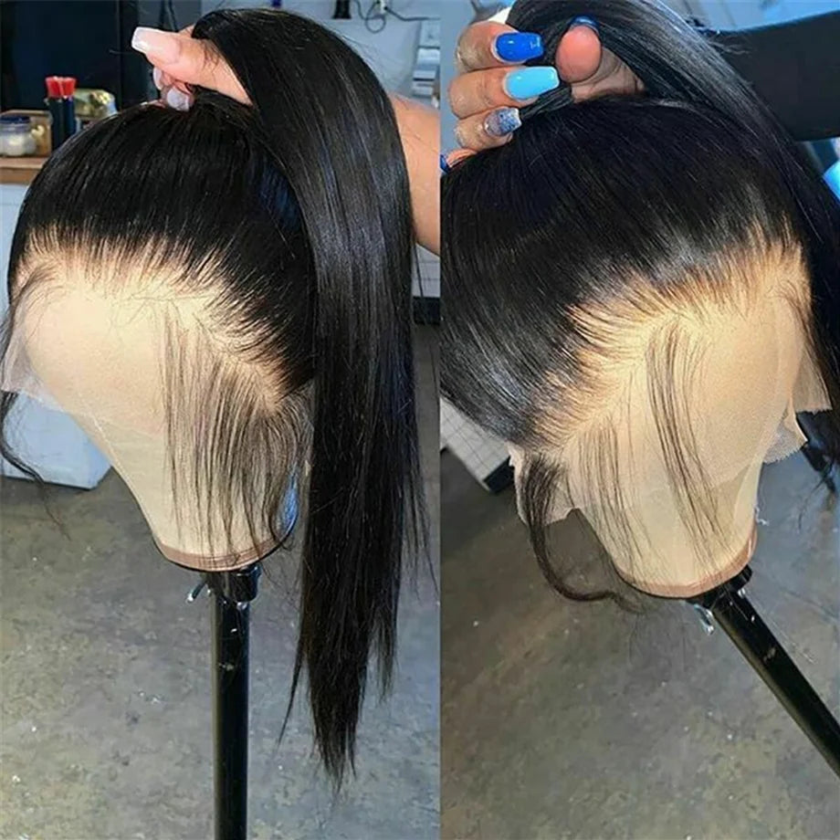 Brazilian Bone Straight 13x4 13x6 Transparent Lace 30 32 Inch   Human Hair Wigs 360 Lace Frontal Wig  4X4 Lace Closure Wig