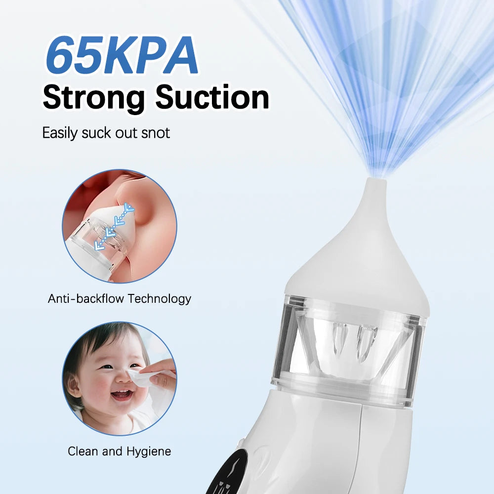 Baby Nasal Aspirator Electric Nose Cleaner with Built-In Music Nursery Rhymes Rechargeable Nose Booger Sucker for Infants Babies