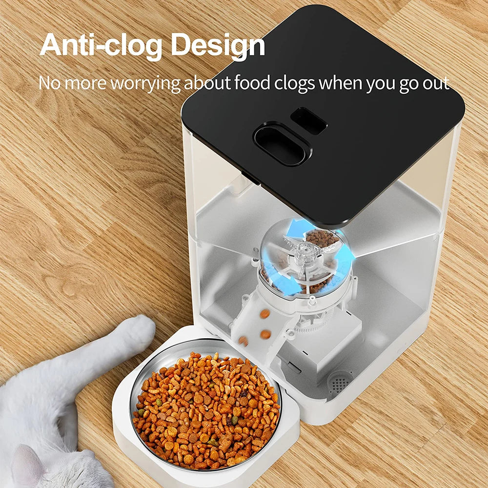 4L Automatic Pet Feeder APP Smart Cat Feeder Dog Slow Food Dispenser with Stainless Steel Bowl Voice Timer