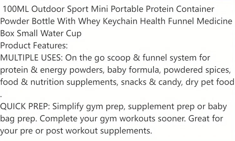 100ML Outdoor Protein Powder Container With Whey Keychain