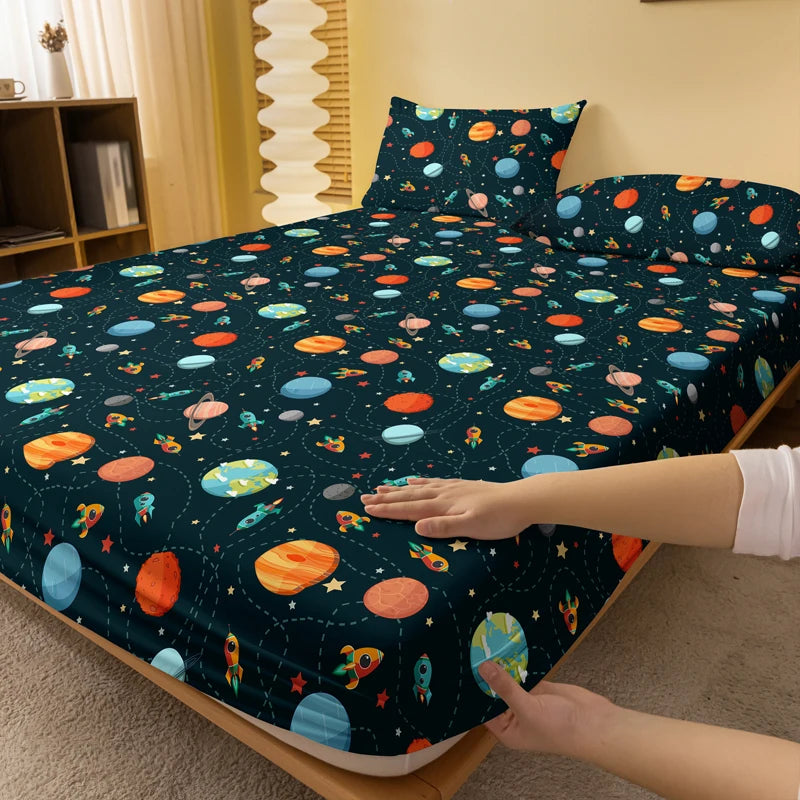 Cartoon Print Bed Cover – Fun Design, Soft & Durable Bedding for Kids and Teens