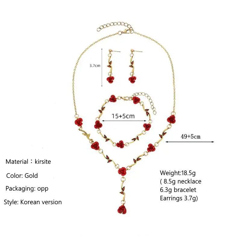 Rose Flower Bracelet Set