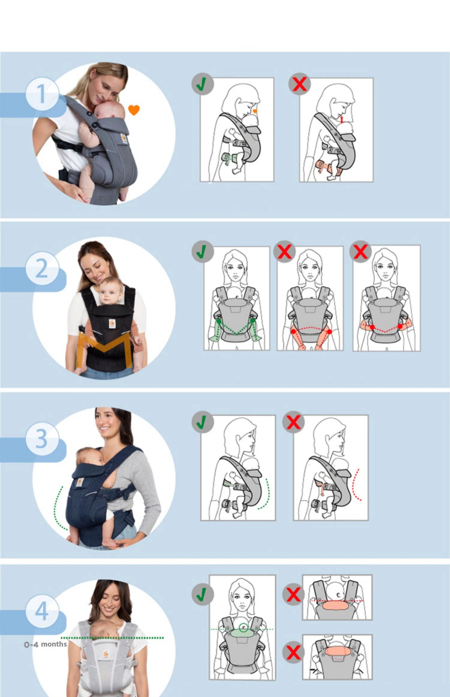 Ergobaby All Carry Positions Breathable mesh baby carrier, enhancing lumbar support and airflow (7-45 pounds)