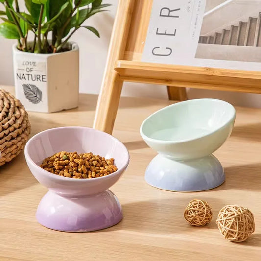 Ceramic Tilted Cat Bowl