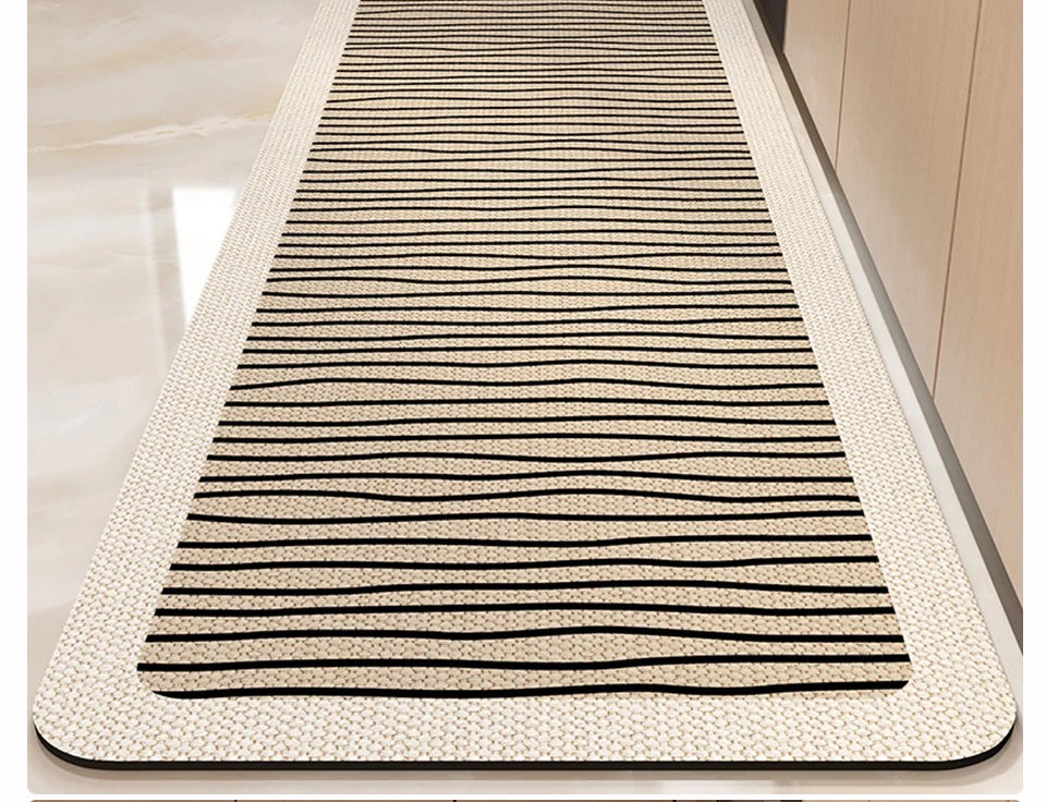 Kitchen Carpet Non-slip Waterproof Oil-proof PVC Leather Floor Mat Minimalist Gray White Letter Long Size Home Decoration Rugs
