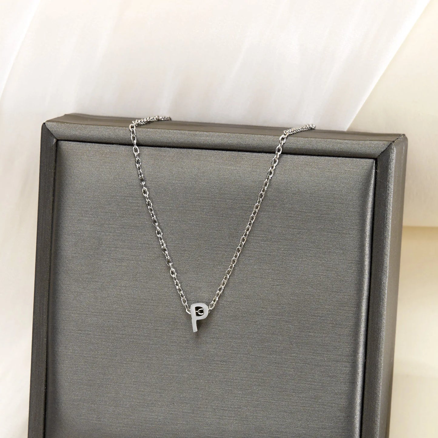 Silver Color Tiny A-Z Initial Letter Necklace for Women Stainless Steel 26 Alphabet Name Pendant Necklaces Jewelry Birthday Gift