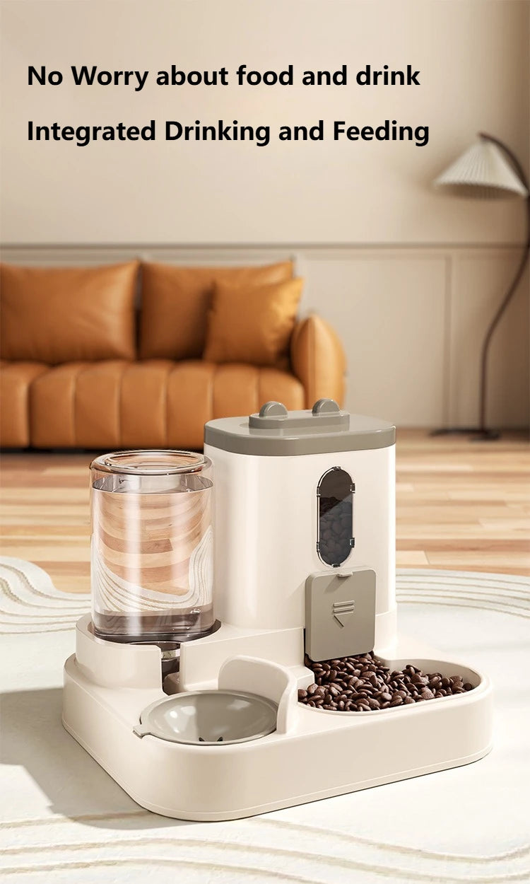 2-in-1 Gravity Pet Feeder and Water Dispenser, Small Dog Cat Food and Water Dispenser, Pet Feeder Water Bowl