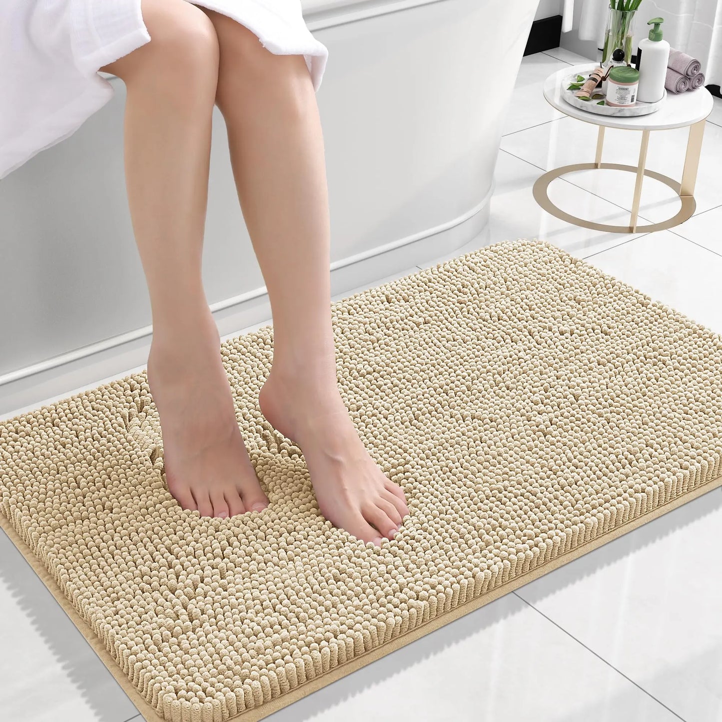Homaxy Chenille Plain Hairy TPR Material Door Mat Indoor Non Slip Door Mat Dirt Trap Absorbent Mat Absorbs Water Bathroom Mat
